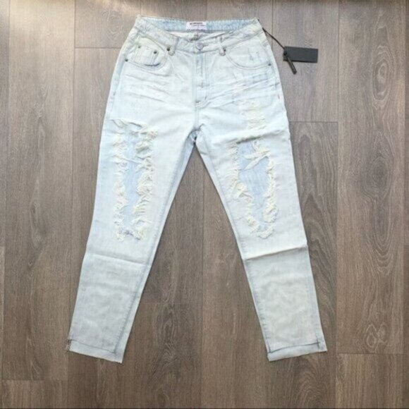 Free People One Teaspoon Awesome Baggies Jeans Straight Leg High Waist 24 - Picture 2 of 15